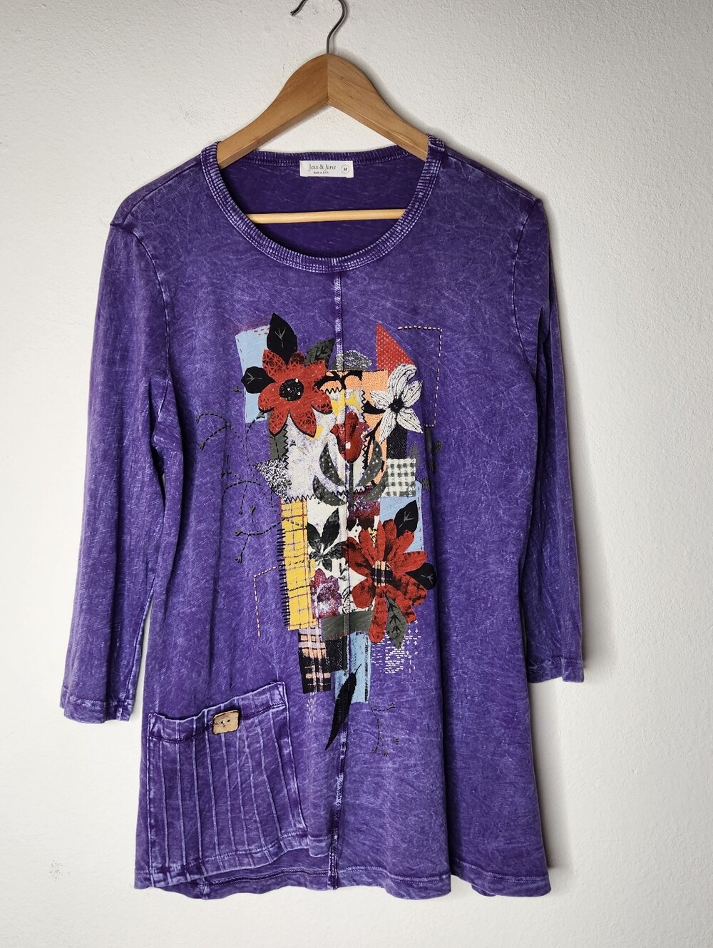 Jess & Jane Womens Medium Boho Purple Asymmetrical Top